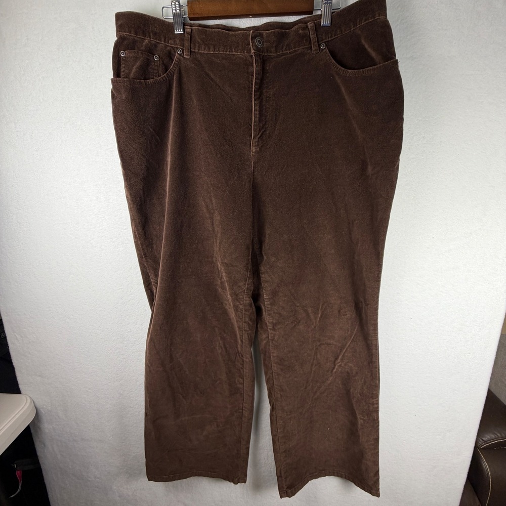 Talbots Women's 18W Brown Velveteen Pants Straight Leg Equestrian Dark Academia